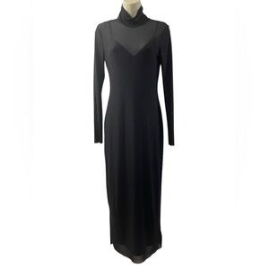 Nordstrom Black Long Sheer Sleeve Dress Size Medium